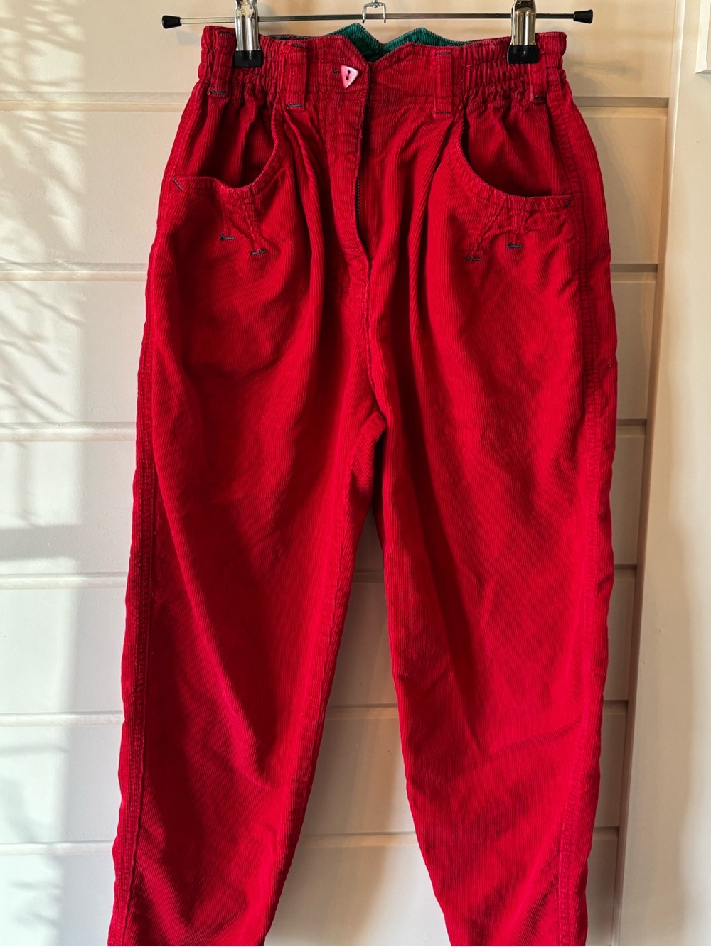 Vintage 1980’s Pamela Ferral 100% Cotton Corduroy Red Kids Pants